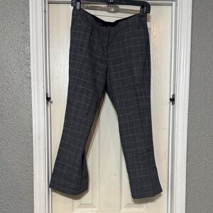 Women’s Gray Cuffed Plaid Dress Pants - Classic Tailored Fit